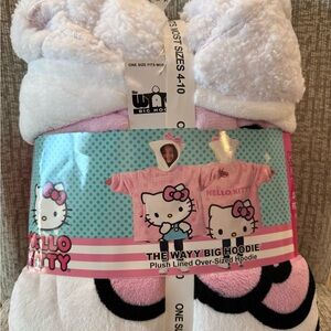 Hello Kitty White and Pink Plush Hoodie